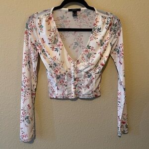 Forever 21 Floral corset style long sleeve top